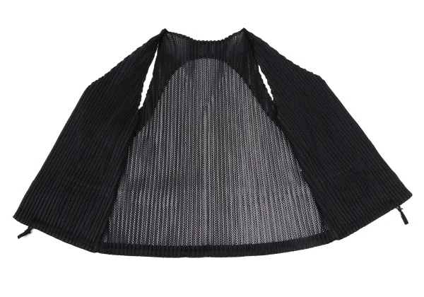 ISSEY MIYAKE Mesh Pleats Switching Drawcord Vest K-175528_010