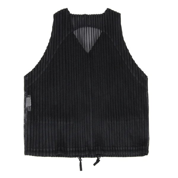 ISSEY MIYAKE Mesh Pleats Switching Drawcord Vest K-175528_011