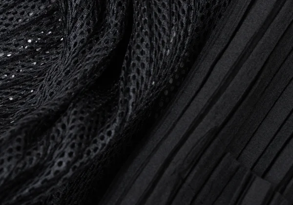 ISSEY MIYAKE Mesh Pleats Switching Drawcord Vest K-175528_013