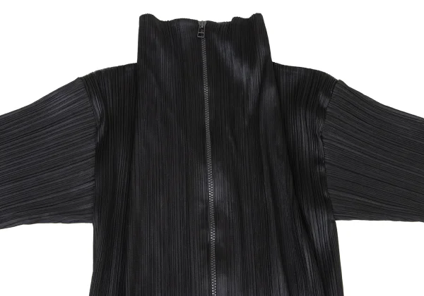 ISSEY MIYAKE Pleated Zip Up Mock Neck Top K-175529_003