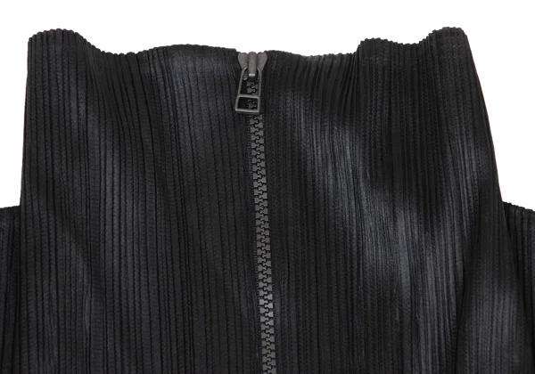 ISSEY MIYAKE Pleated Zip Up Mock Neck Top K-175529_004