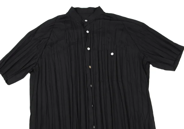 Unbranded Pleated Band Collar Short Sleeve Shirt K-175530_002