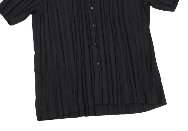 Unbranded Pleated Band Collar Short Sleeve Shirt K-175530_007