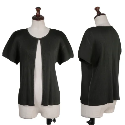 Unbranded Mist Pleats Short Sleeve Cardigan