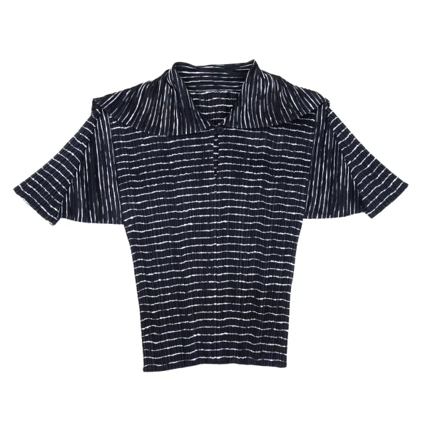 PLEATS PLEASE Striped Print Skipper Sailor-Collar Blouse K-175541_002