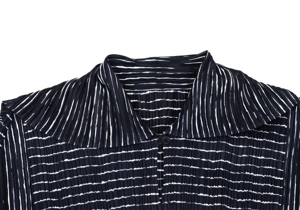 PLEATS PLEASE Striped Print Skipper Sailor-Collar Blouse K-175541_004