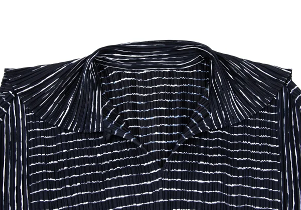 PLEATS PLEASE Striped Print Skipper Sailor-Collar Blouse K-175541_006