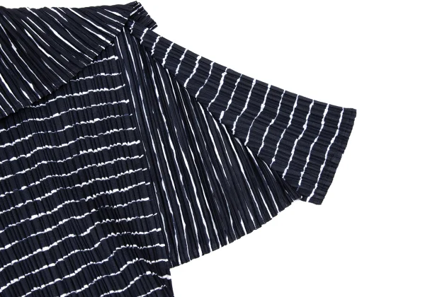 PLEATS PLEASE Striped Print Skipper Sailor-Collar Blouse K-175541_008