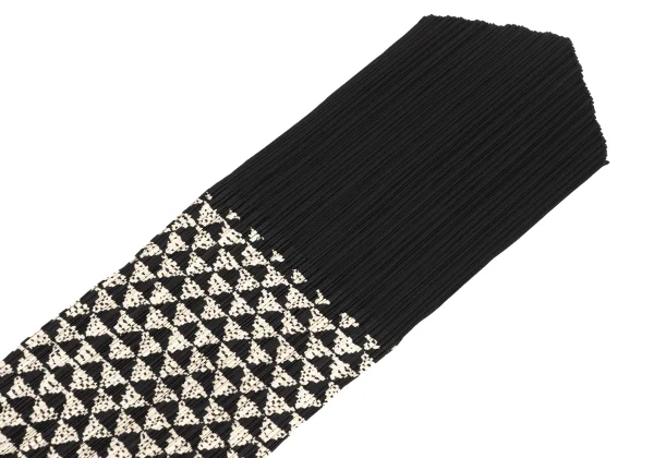 プリーツプリーズPLEATS PLEASE ジオメトリックプリント切替ストール ベージュ黒 K-175546_003