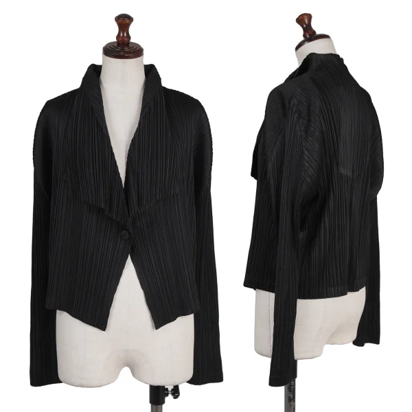 PLEATS PLEASE Pleated Big Lapel Jacket Black 4 K-175548_001