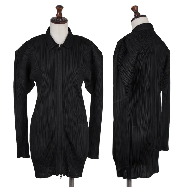 PLEATS PLEASE Pleated Double Zip Jacket Black 3 K-175551_001
