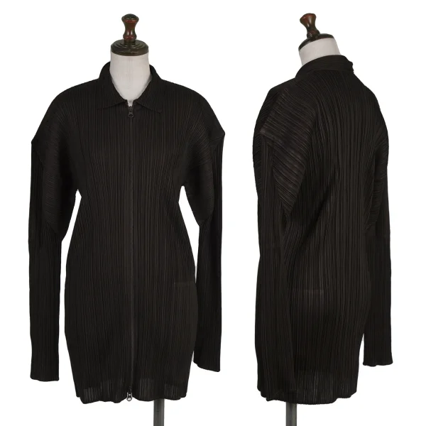 PLEATS PLEASE Pleated Double Zip Jacket Brown 3 K-175552_001