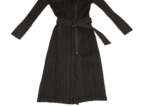 PLEATS PLEASE Detachable Boa Collar Zip Up Coat K-175554_009
