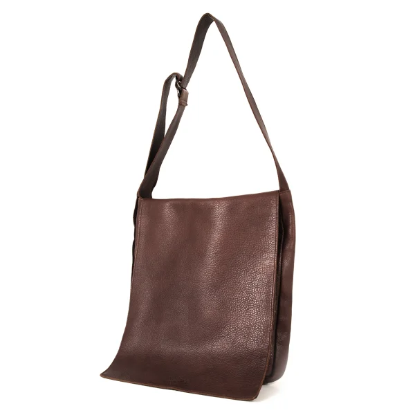 Jean Paul GAULTIER Leather Flap Shoulder Bag Brown  K-175559_001