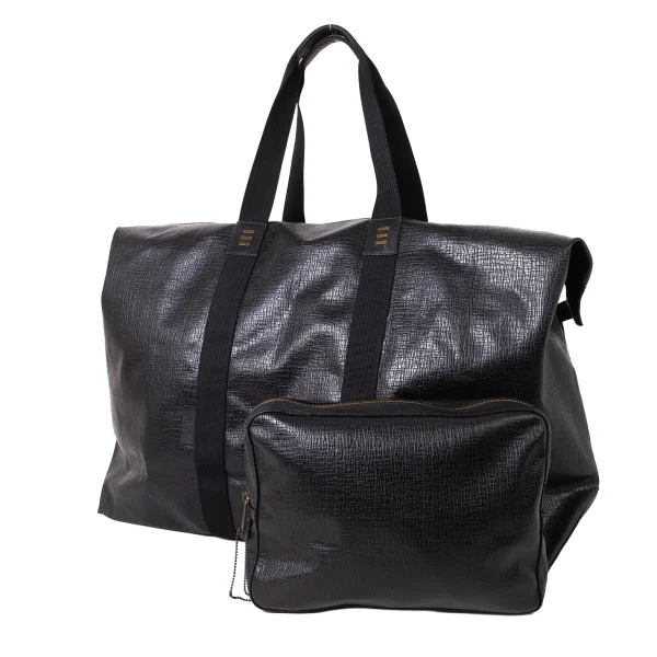 Jean Paul GAULTIER Embossed Synthetic Leather Boston Bag Black  K-175560_001