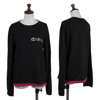 BLACK COMME des GARCONS Switching Hem Eye Print Knit Sweater