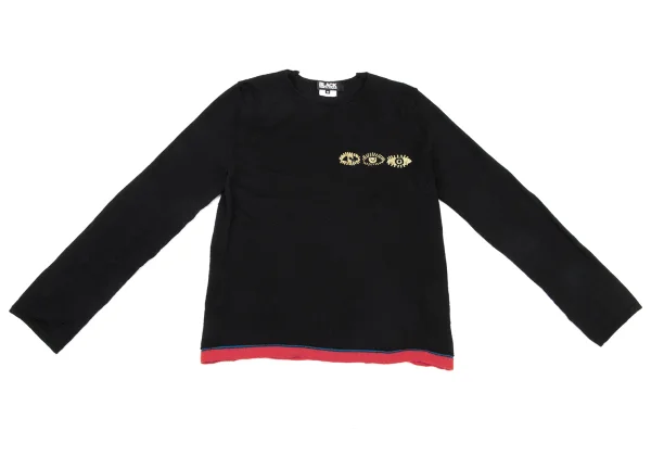 BLACK COMME des GARCONS Switching Hem Eye Print Knit Sweater K-175565_002