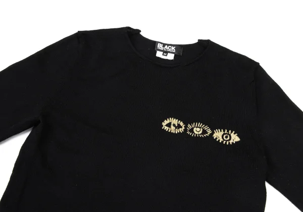 BLACK COMME des GARCONS Switching Hem Eye Print Knit Sweater K-175565_003