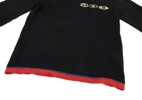 BLACK COMME des GARCONS Switching Hem Eye Print Knit Sweater K-175565_008