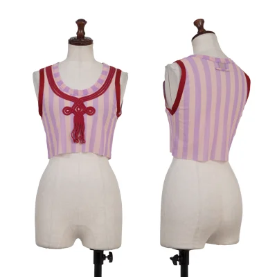 Jean Paul GAULTIER FEMME Striped Tape Design Sleeveless Mesh Top