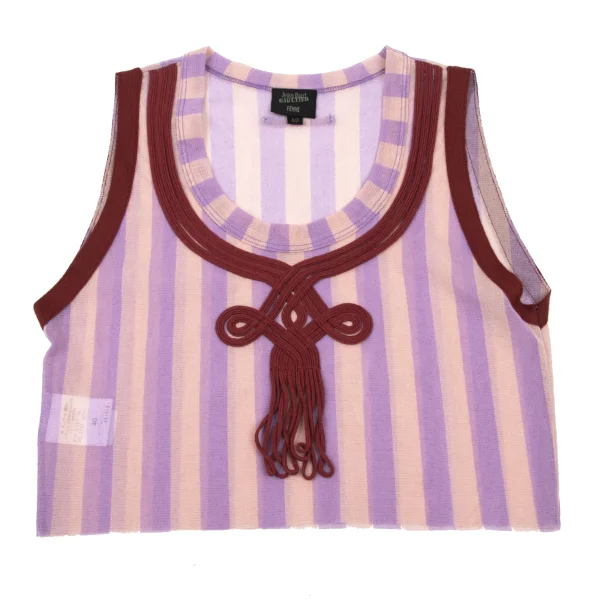 Jean Paul GAULTIER FEMME Striped Tape Design Sleeveless Mesh Top K-175570_002