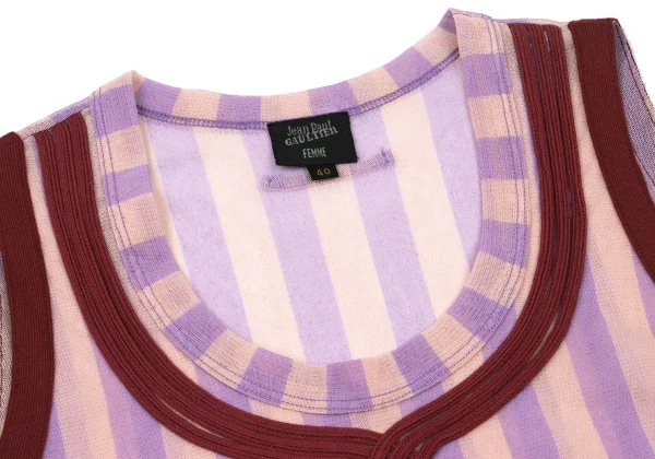 Jean Paul GAULTIER FEMME Striped Tape Design Sleeveless Mesh Top K-175570_003