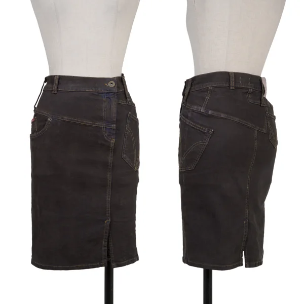 D&G Cotton Blend Stretch Denim Skirt Charcoal 36 K-175574_001