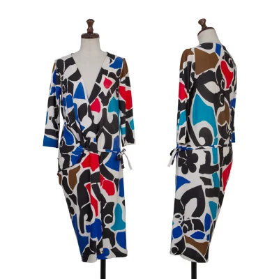 DIANE VON FURSTENBERG Silk Graphic Print Wrap Long Cardigan