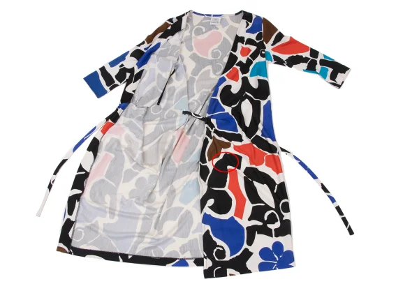 DIANE VON FURSTENBERG Silk Graphic Print Wrap Long Cardigan K-175579_011
