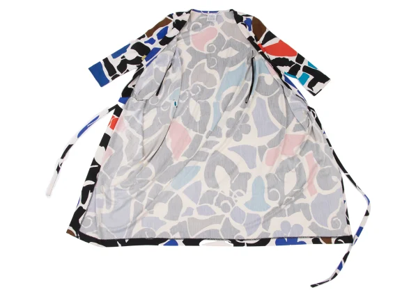 DIANE VON FURSTENBERG Silk Graphic Print Wrap Long Cardigan K-175579_013