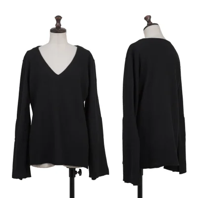 Yohji Yamamoto FEMME Flare Sleeves V Neck Knit Sweater