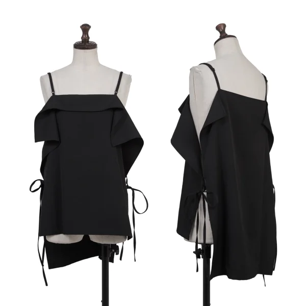 Yohji Yamamoto FEMME Wool Gabardine Side String Camisole Black 2 K-175586_001