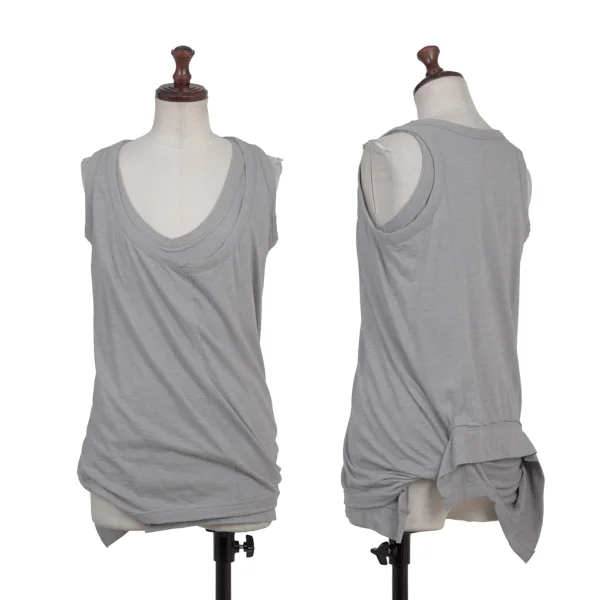 Yohji Yamamoto FEMME Layered Lame Tank top Grey 2 K-175588_001