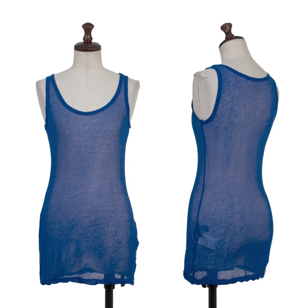 Yohji Yamamoto FEMME Sheer Cotton Tank top Blue 2 K-175590_001