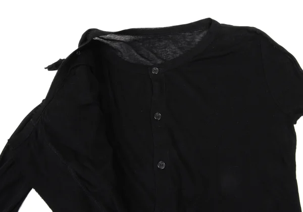 Yohji Yamamoto NOIR Cotton Front Wrap Layered Design Cardigan K-175598_006