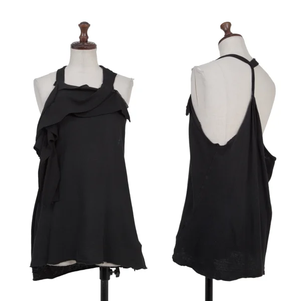 Yohji Yamamoto NOIR Cotton Switching Design Knit Cami Top Black 2 K-175600_001