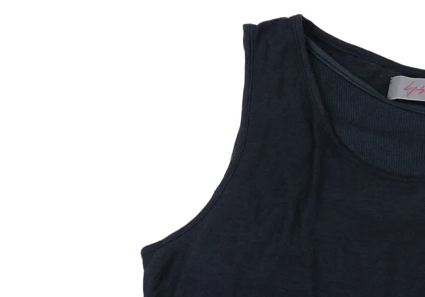 Yohji Yamamoto NOIR Cotton Rib Layered Asymmetry Sleeveless Dress K-175602_005
