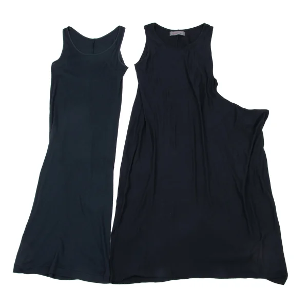 Yohji Yamamoto NOIR Cotton Rib Layered Asymmetry Sleeveless Dress K-175602_011