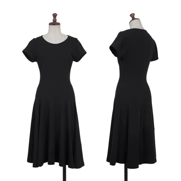 Yohji Yamamoto NOIR Cotton Blend Short Sleeve Stretch Dress Black 2 K-175603_001