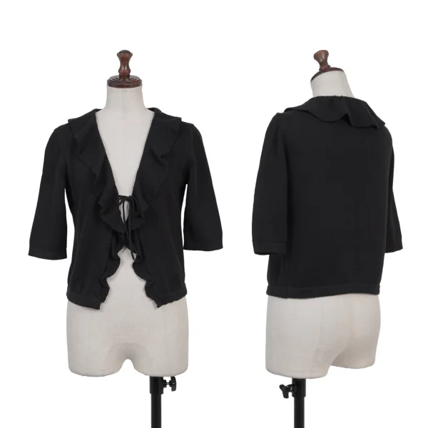 Yohji Yamamoto NOIR Cotton Frill Design Knit Cardigan Black 3 K-175604_001