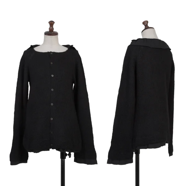 Y's Switching Alpaca Knit Cardigan Black 3 K-175609_001
