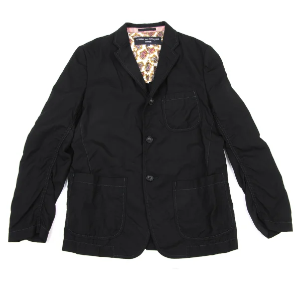 COMME des GARCONS HOMME Wool Lined Paisley Patch Pocket Jacket Black XS K-175615_001