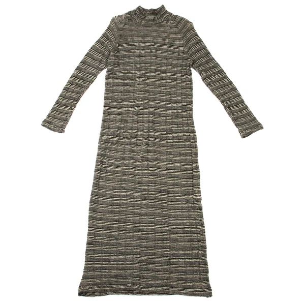 Y's Wool High-neck Striped Sheer Knit Dress K-175618_002
