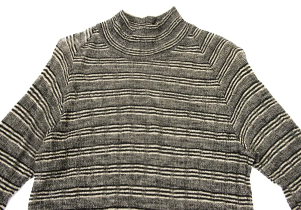 Y's Wool High-neck Striped Sheer Knit Dress K-175618_003