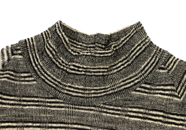 Y's Wool High-neck Striped Sheer Knit Dress K-175618_004