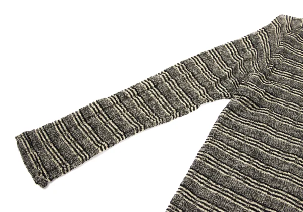 Y's Wool High-neck Striped Sheer Knit Dress K-175618_005