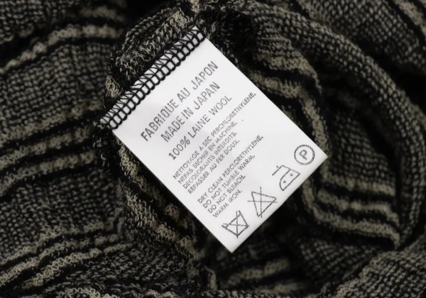 Y's Wool High-neck Striped Sheer Knit Dress K-175618_017