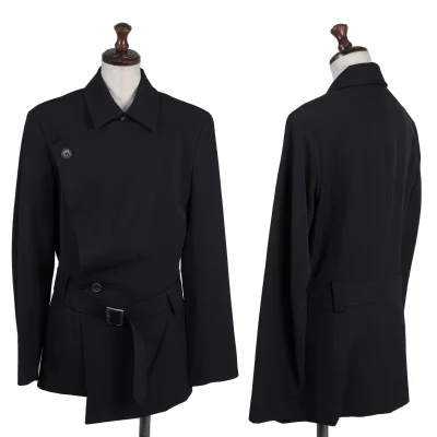 Y's Wool Gabardine Belted Double Jacket 