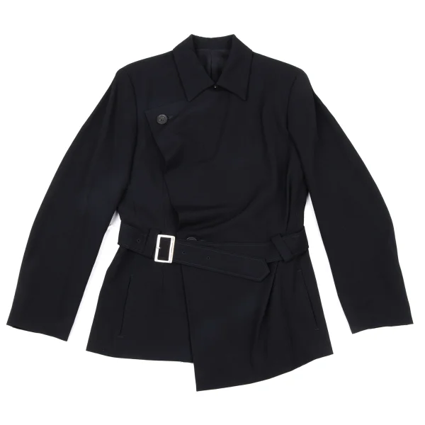 Y's Wool Gabardine Belted Double Jacket  K-175619_002