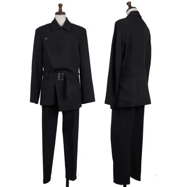 Y's Wool Gabardine Belted Double Jacket  K-175619_018